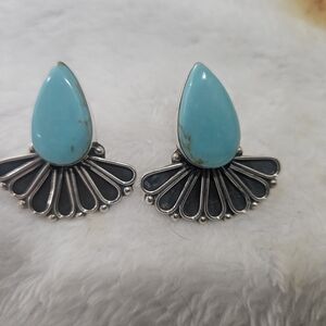 Sterling Silver Turquoise Teardrop Earrings